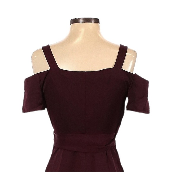 All Saints Cadia Midi Wrap Cold Shoulder Wine Burgundy Dress Size 2 - Picture 4 of 11